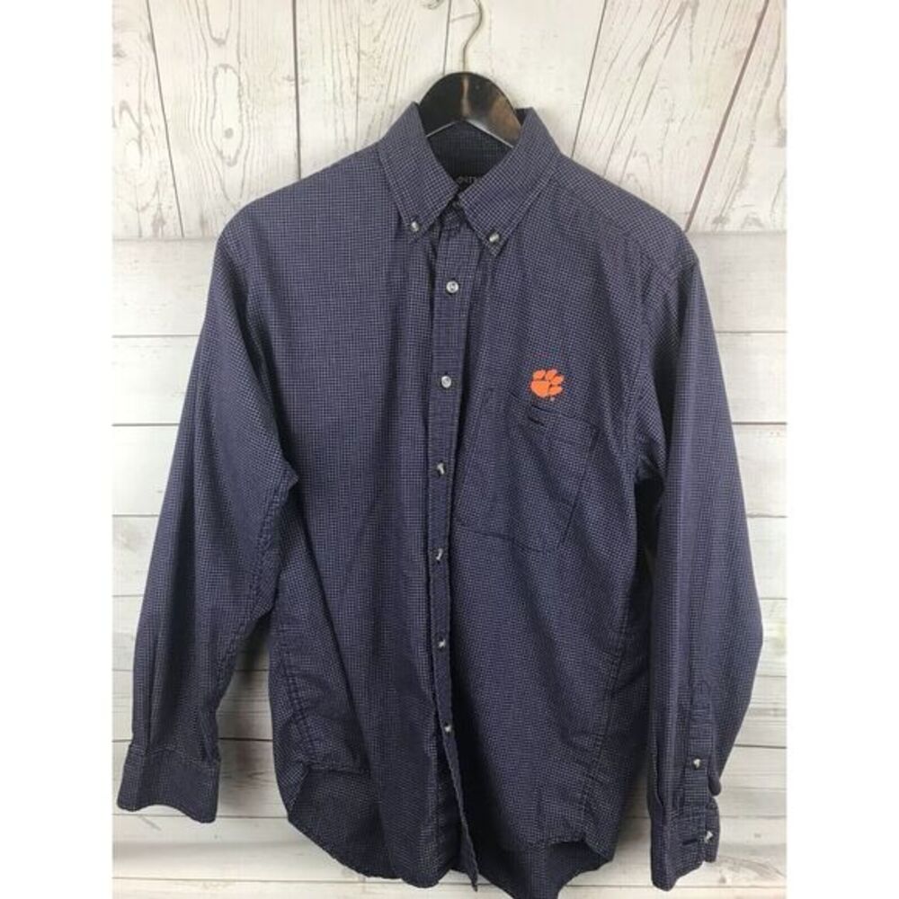 Clemson Tigers Shirt mens Small Button Front Antigua purple NCAA Paw Dabo